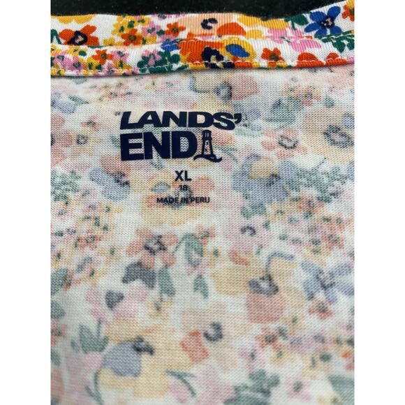 Land's End 100% Cotton floral v neck tee XL - Picture 3 of 10